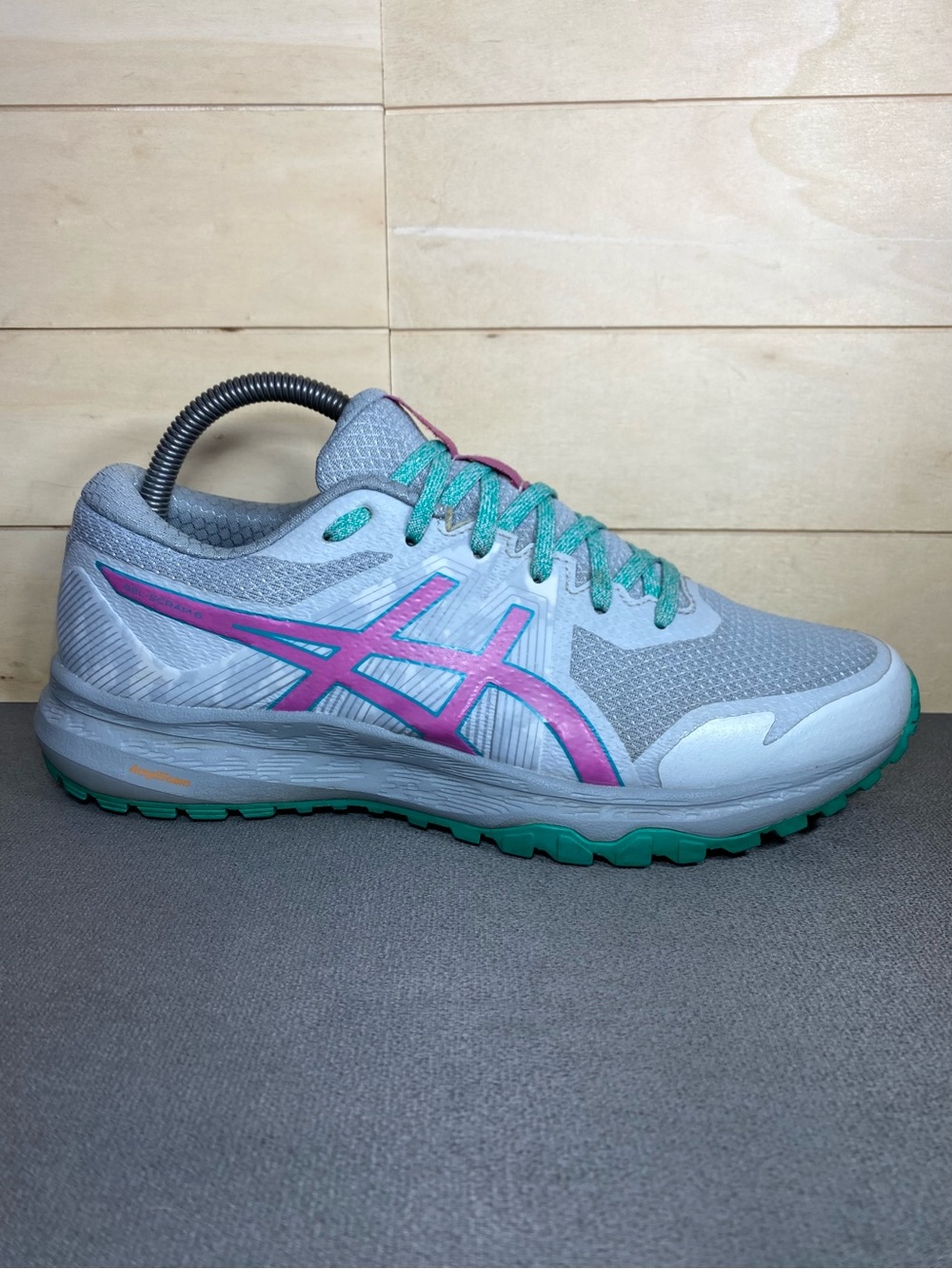 Asics Gel Scram 6 Grey Pink Teal Women's Size 8.5 Running Shoes Sneakers 2A